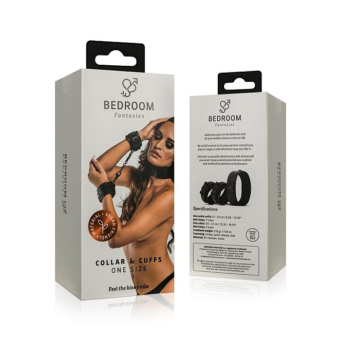 Наручники с повідцем Bedroom Fantasies Collar & Wrist - Black