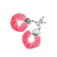 Наручники S Pleasures Furry Cuffs Pink с пушистой отделкой, 2 ключа в комплекте