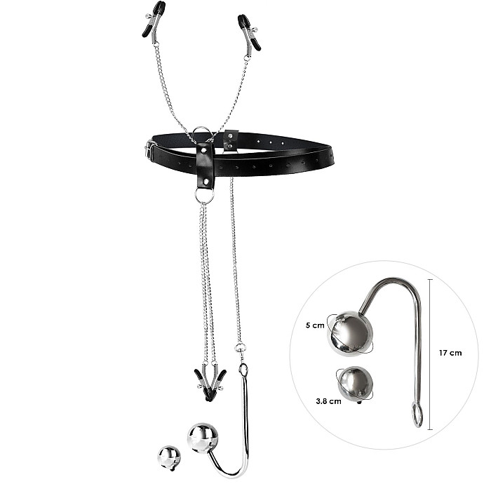 Бондажний набір із металевим анальним гаком №4 Art of Sex Blanca Bondage set with anal hook №4