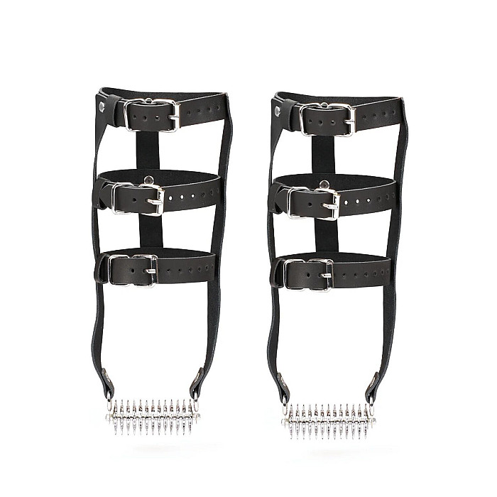 Шкіряна портупея для гомілкостопу зі шпорами Liebe Seele Leather High Heel Ankle Harness Silver