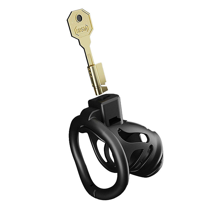 Клетка для пениса LOCKINK SEVANDA Plastic Penis Chastity Cage, черная, 3 кольца разных размеров