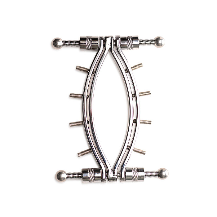 Зажим для вагины Master Series: Spread 'Em Poker Vagina Clamp with Adjustable Pressure Screws, шипы