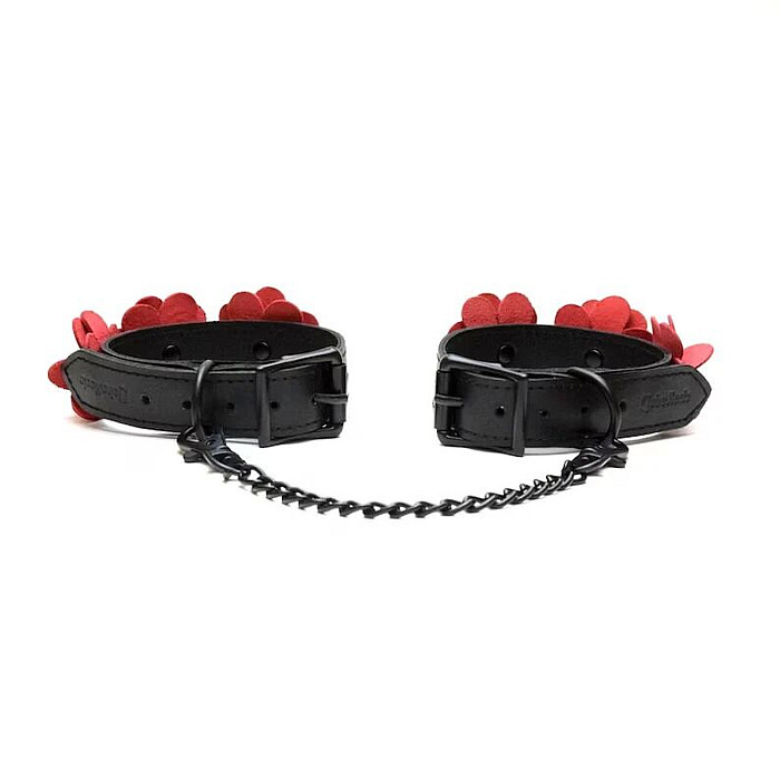 Поножі Liebe Seele Flower Rhythm - Black and Red Leather Flowers Hand Cuffs