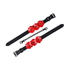 Поножі Liebe Seele Flower Rhythm - Black and Red Leather Flowers Hand Cuffs