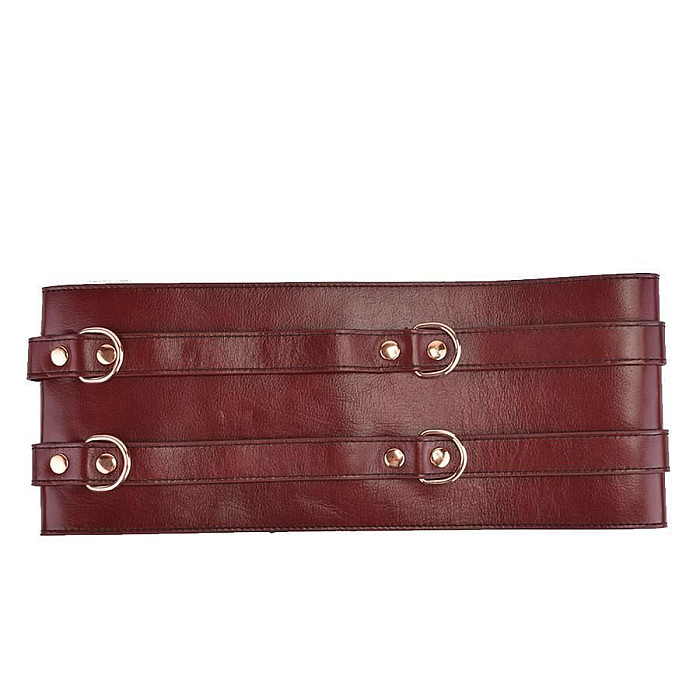 Шкіряний пояс для бондажу Liebe Seele Wine Red Waist Cuff S Size