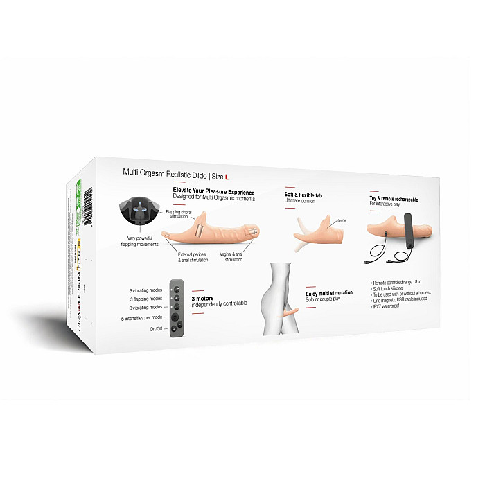 Вібронасадка для страпону з вакуумною стимуляцією Strap-On-Me Multi Orgasm Realistic Dildo L Vanilla