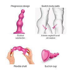 Насадка для страпона Strap-On-Me Dildo Plug Beads Framboise Metallic S