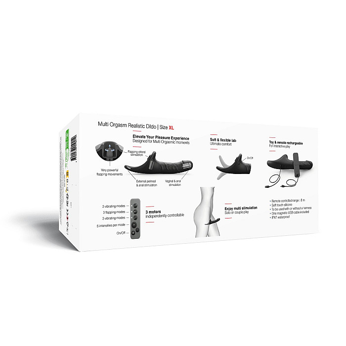 Вібронасадка для страпону з вакуумною стимуляцією Strap-On-Me Multi Orgasm Realistic Dildo XL Black