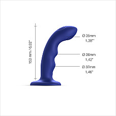 Насадка для страпона з подвійною точковою пульсацією Strap-On-Me TAPPING DILDO WAVE - NIGHT BLUE