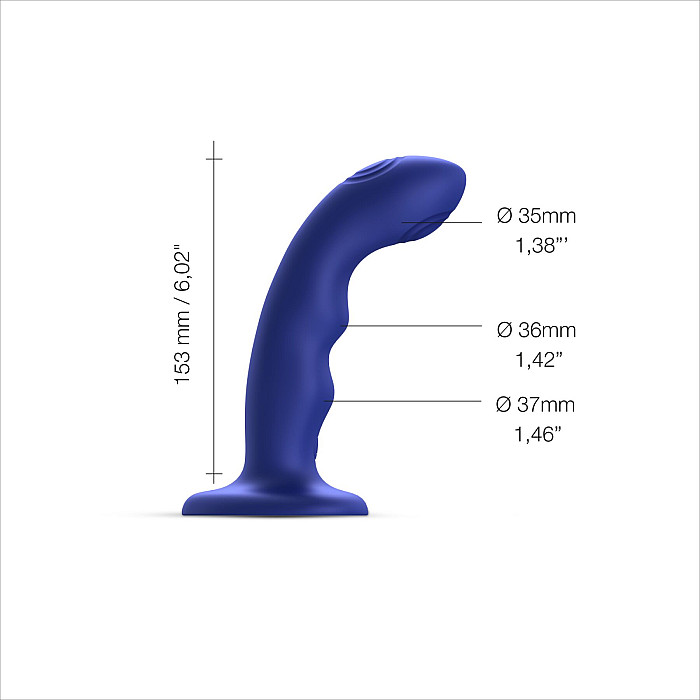 Насадка для страпона з подвійною точковою пульсацією Strap-On-Me TAPPING DILDO WAVE - NIGHT BLUE