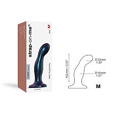 Дилдо Strap-On-Me DILDO PLUG SNAKY METALLIC BLUE, розмір M, діаметр 4 см, ввідна довжина 15,3 см