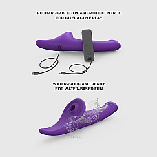 Вібронасадка для страпону з вакуумною стимуляцією Strap-On-Me Multi Orgasm Dildo M Purple