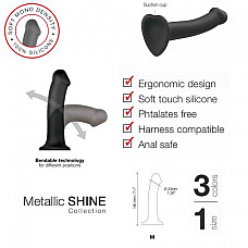Насадка для страпону Strap-On-Me Mono Density Dildo M Blue, діам. 3,3 см, одношаровий силікон, гнучк