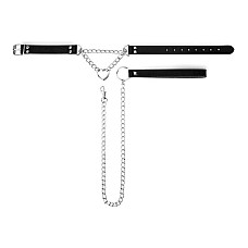 Ошейник с поводком Bedroom Fantasies: Collar with Chain - Silver