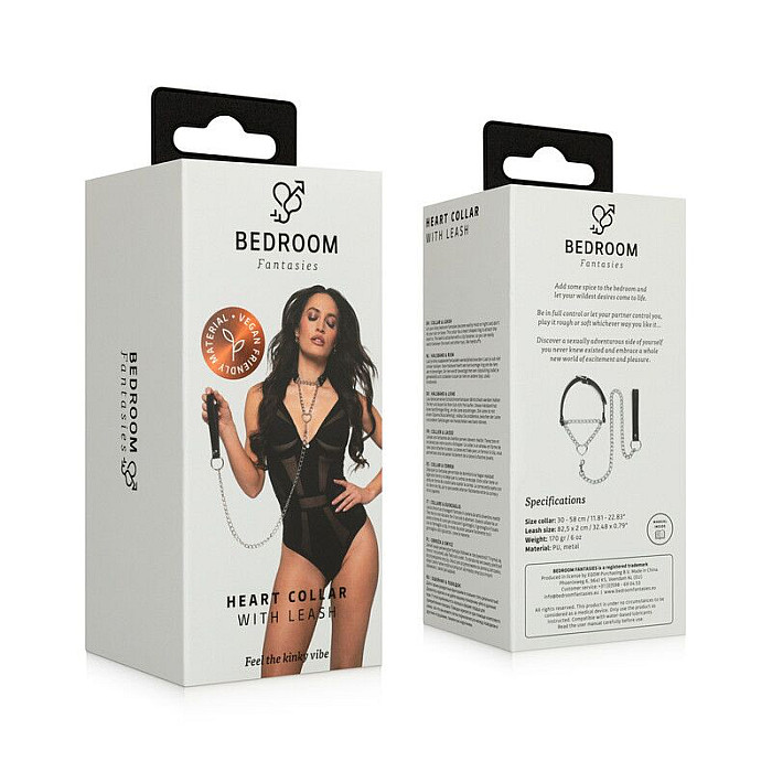 Нашийник з повідцем Bedroom Fantasies: Collar with Chain - Silver