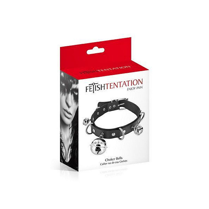 Ошейник c бубенцами Fetish Tentation Choker Bells, экокожа