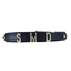 Ошейник LOCKINK Dark DIY Alphabet Collar, черный, искусственная кожа, буквы со стразами