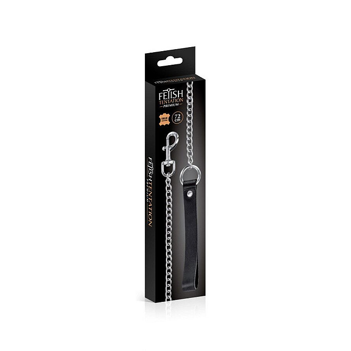 Повідець Fetish Tentation Premium Metal leash with cowhide leather wrist 72 см