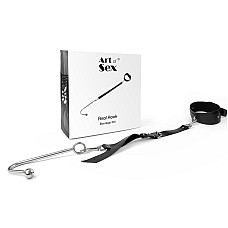 Анальний гак із нашийником з натуральної шкіри Art of Sex - Anal hook, Чорний