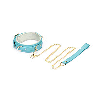 Нашийник з повідцем Liebe Seele Blue Lamb Leather Collar with Velvet Lining