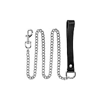 Поводок из натуральной кожи Fetish Tentation Premium Metal leash with cowhide leather wrist 115 см