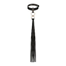 Ошейник с флоггером Rosy Gold - Collar with Flogger - Black