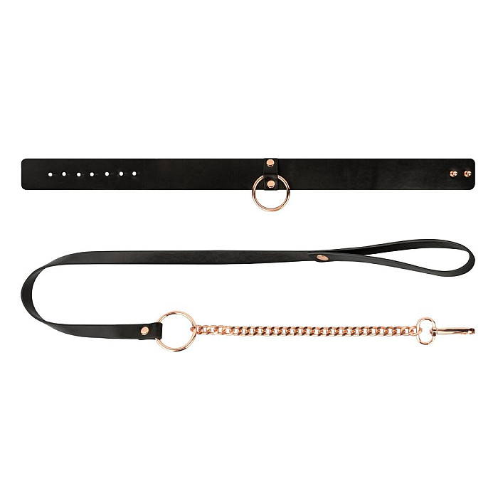 Нашийник з повідцем Rosy Gold - Collar with Leash - Black