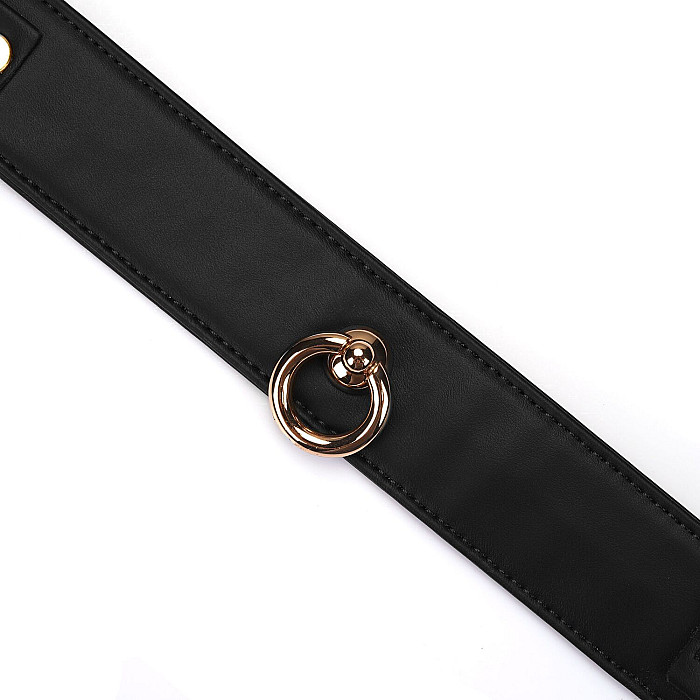 Ошейник с поводком Liebe Seele Black Organosilicon Collar with Leash, экокожа
