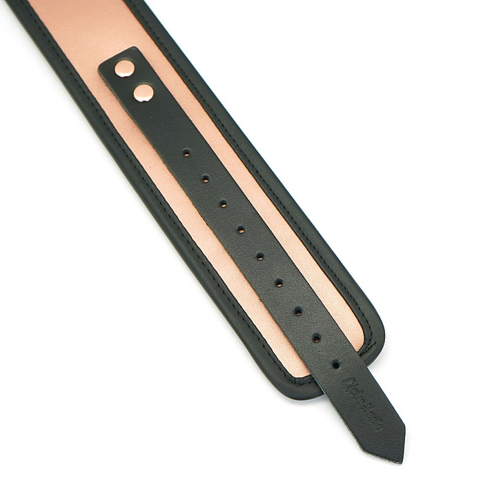 Широкий ошейник с поводком Liebe Seele Rose Gold Memory Collar with Leash, натуральная кожа