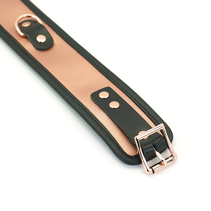 Широкий ошейник с поводком Liebe Seele Rose Gold Memory Collar with Leash, натуральная кожа