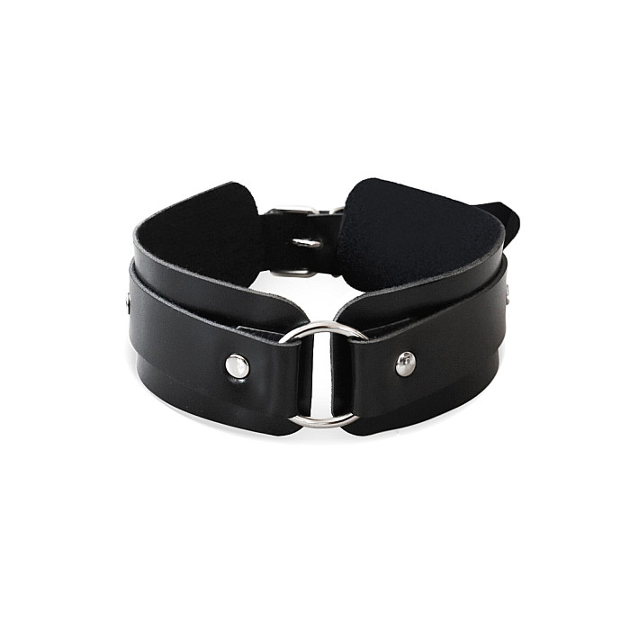 БДСМ-ошейник с кольцом Art of Sex - Martina Collar with ring, натуральная кожа, цвет черный