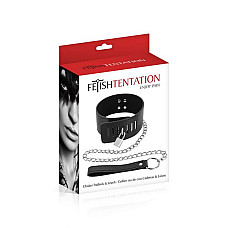 Ошейник с замком и с поводком Fetish Tentation Padlock and Leash
