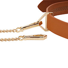 Ошейник с поводком LOCKINK Tied Collar with Leash Set, коричневый, цепь с кожаной петлей и карабином