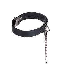 Ошейник с поводком LOCKINK Tied Collar with Leash Set, черный, цепь с кожаной петлей и карабином
