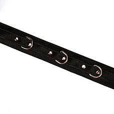 Ошейник с поводком Liebe Seele Boudoir Amor Collar with Leash Black, три кольца