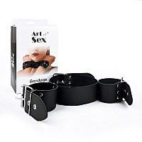 Ошейник с наручниками из натуральной кожи Art of Sex - Bondage Collar with Handcuffs