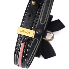 Ошейник с поводком LOCKINK SEVANDA Love Heart Butterfly Leather Collar Set, черно-розовый, с бантом