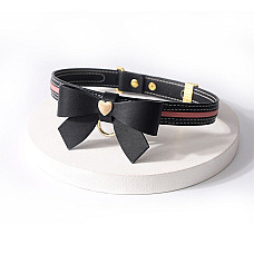 Ошейник с поводком LOCKINK SEVANDA Love Heart Butterfly Leather Collar Set, черно-розовый, с бантом