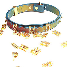 Ошейник LOCKINK Multi-color DIY Alphabet Collar, мультицвет, искусственная кожа, буквы со стразами