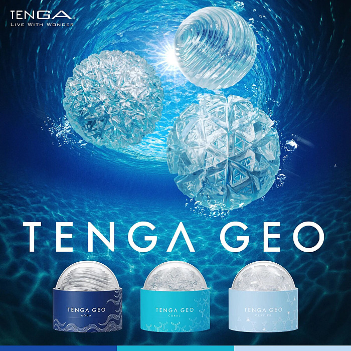 Мастурбатор Tenga Geo Glacier Clear, новий матеріал, інтенсивні блоки