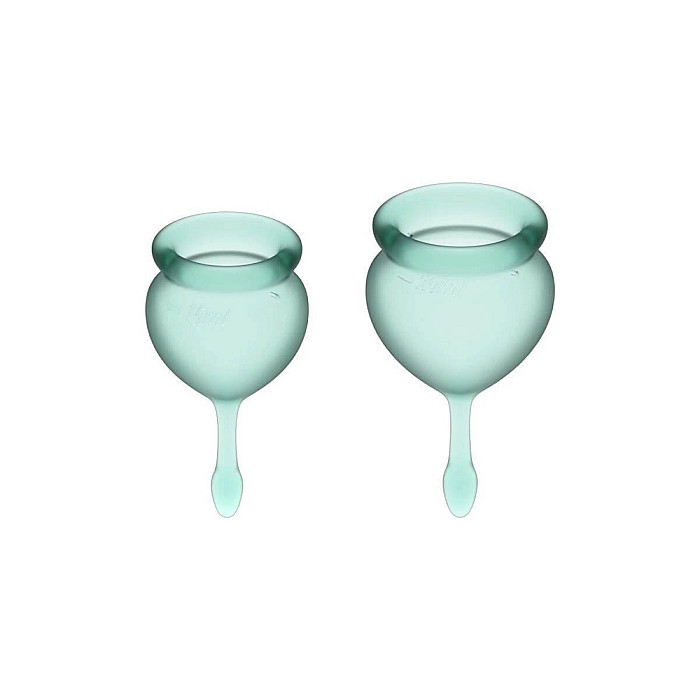 Набір менструальних чаш Satisfyer Feel Good (dark green), 15мл і 20мл, мішечок для зберігання