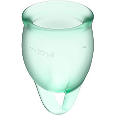 Набір менструальних чаш Satisfyer Feel Confident (light green), 15мл і 20мл, мішечок для зберігання