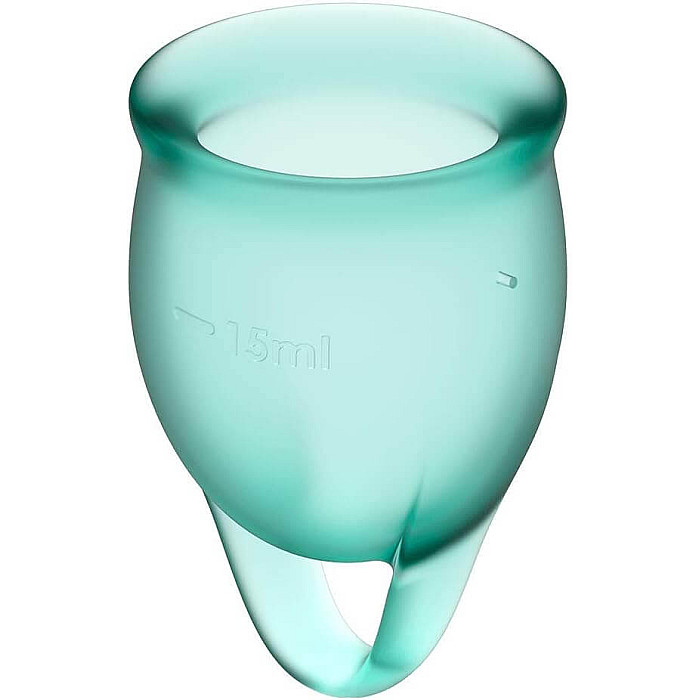Набір менструальних чаш Satisfyer Feel Confident (dark green), 15мл і 20мл, мішечок для зберігання