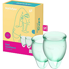 Набір менструальних чаш Satisfyer Feel Confident (light green), 15мл і 20мл, мішечок для зберігання