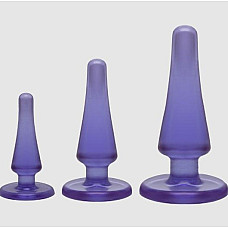 Набор анальных пробок Doc Johnson Crystal Jellies Anal - Purple, макс. диаметр 2см - 3см - 4см