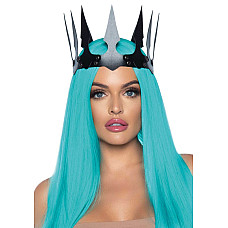 Корона злой королевы Leg Avenue Faux leather spiked crown White, искусственная кожа, заклепки
