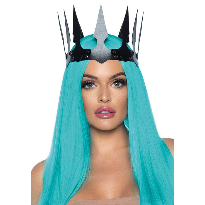 Корона злой королевы Leg Avenue Faux leather spiked crown White, искусственная кожа, заклепки