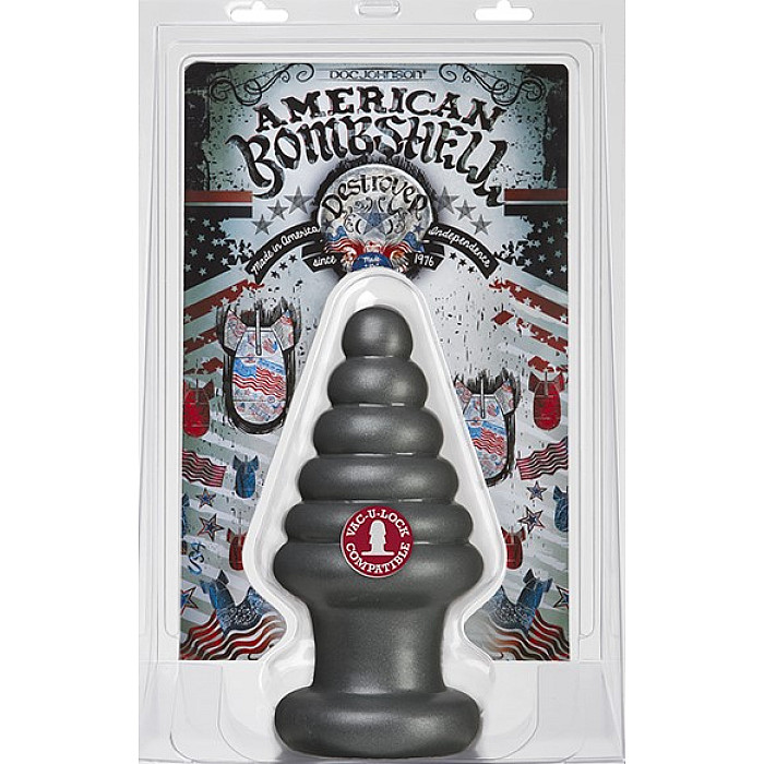 Анальна пробка для фістингу Doc Johnson American Bombshell Destroyer Gun Metal, діаметр 10,7 см