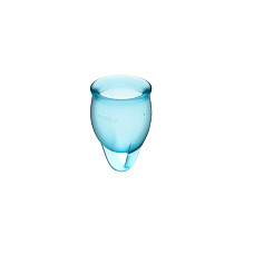 Набір менструальних чаш Satisfyer Feel Confident (light blue), 15мл і 20мл, мішечок для зберігання