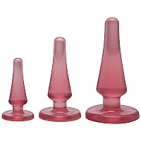 Набір анальних пробок Doc Johnson Crystal Jellies - Pink, макс. діаметр 2см - 3 см - 4 см
